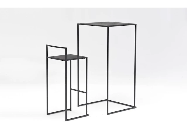 Set van 4 industriële barkrukken met 1 bartafel - zwart - stapelbaar - afbeelding 1 van  6