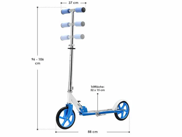Set van 4 scooters met xxl wielen, voetsteunen, frictierem op achterwiel - afbeelding 8 van  9