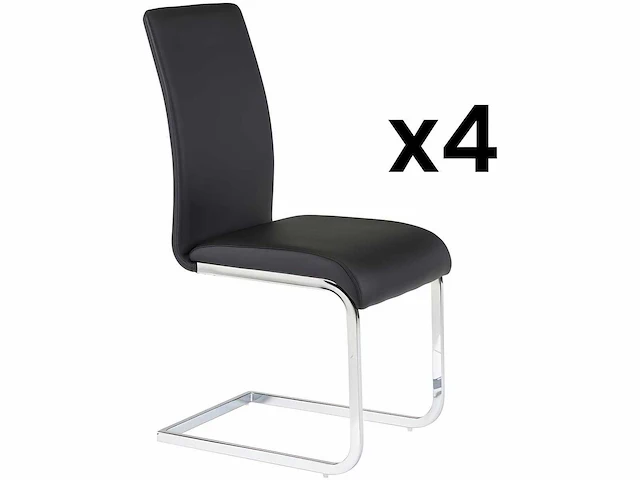 Set van 4 stoelen - faux zwart - afbeelding 2 van  8