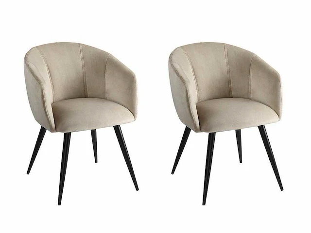 Set van 4 stoelen - fluweel en metaal - beige - afbeelding 1 van  6