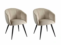 Set van 4 stoelen - fluweel en metaal - beige - afbeelding 1 van  6
