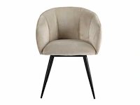 Set van 4 stoelen - fluweel en metaal - beige - afbeelding 4 van  6