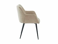 Set van 4 stoelen - met armleuningen - stof en metaal - beige - afbeelding 2 van  5