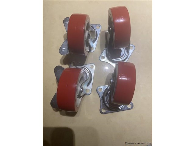 Set van 4 zwenkwielen 75 mm 2 met rem - afbeelding 1 van  3