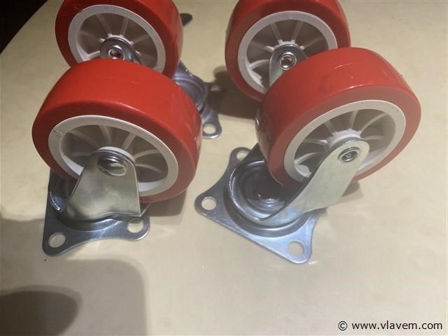 Set van 4 zwenkwielen 75 mm 2 met rem - afbeelding 3 van  3