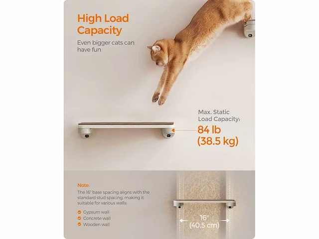 Set van 5 cat wall furniture, cat climbing wall - afbeelding 5 van  8