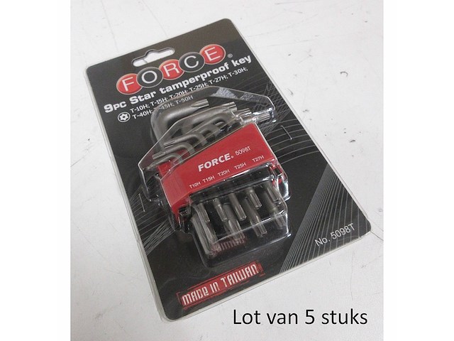 Set van 5x force 5098t haakse resistorx sleutelset 9-delig - afbeelding 1 van  2