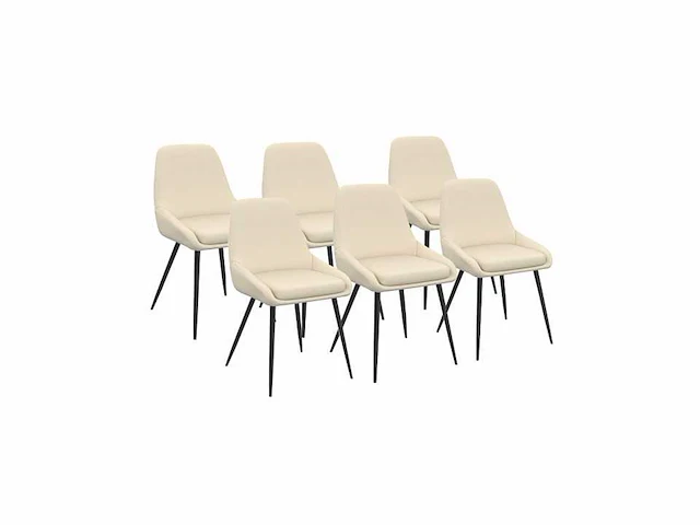 Set van 6 beige stoffen stoelen - afbeelding 1 van  6