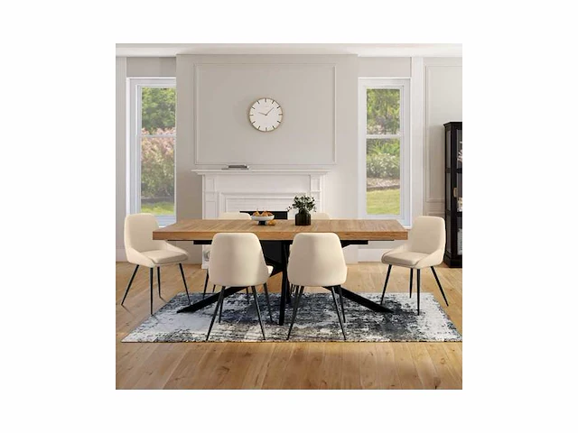 Set van 6 beige stoffen stoelen - afbeelding 2 van  6