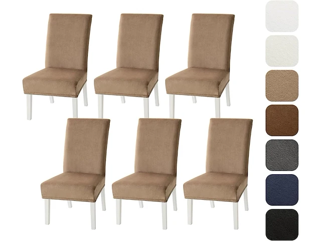 Set van 6 eetkamer stoelhoezen kaki - afbeelding 1 van  2