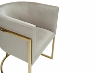 Set van 6 stoelen - roestvrij staal - beige en goud - afbeelding 3 van  8