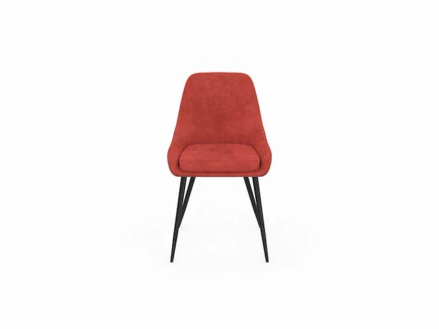 Set van 6 terracota fluwelen stoelen met metalen poten - afbeelding 1 van  4