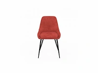 Set van 6 terracota fluwelen stoelen met metalen poten - afbeelding 1 van  4