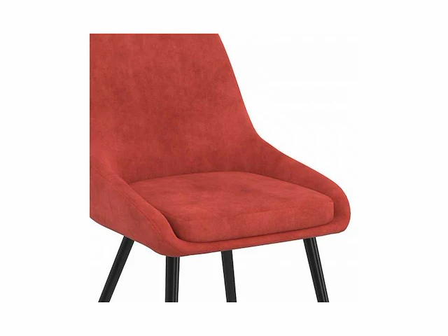 Set van 6 terracota fluwelen stoelen met metalen poten - afbeelding 2 van  4