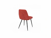 Set van 6 terracota fluwelen stoelen met metalen poten - afbeelding 3 van  4