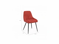 Set van 6 terracota fluwelen stoelen met metalen poten - afbeelding 4 van  4