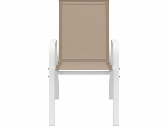 Set van 6 tuinstoelen - metaal en textileen stapelbaar wit en beige - afbeelding 4 van  7