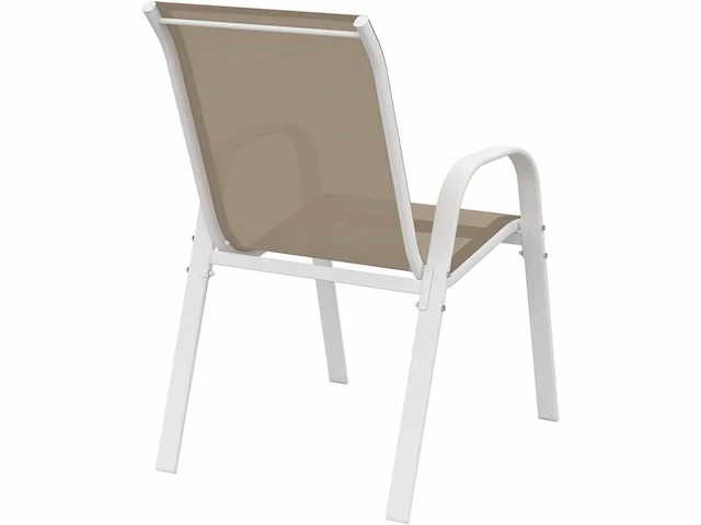 Set van 6 tuinstoelen - metaal en textileen stapelbaar wit en beige - afbeelding 6 van  7