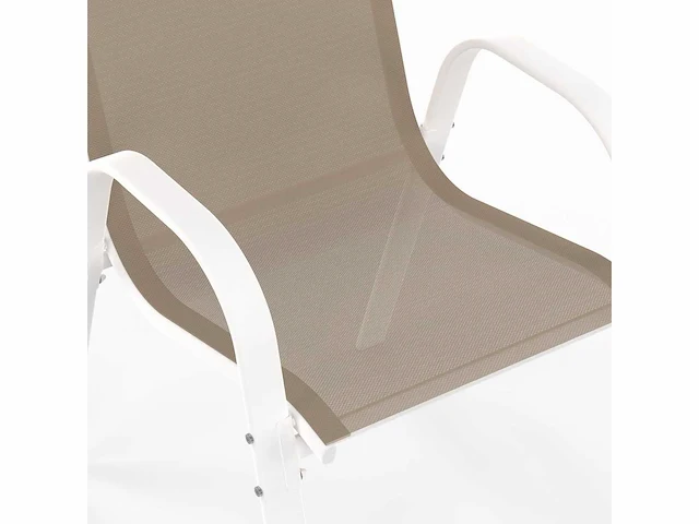 Set van 6 tuinstoelen - metaal en textileen stapelbaar wit en beige - afbeelding 7 van  7