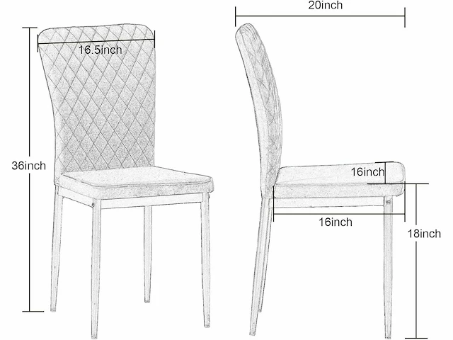 Set van 6 woonkamerstoelen, eetkamerstoelen met fluweel - afbeelding 3 van  5