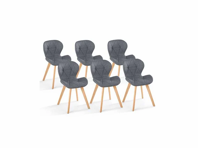 Set van 6stoffen stoelen met houten poten - afbeelding 2 van  7