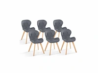 Set van 6stoffen stoelen met houten poten - afbeelding 2 van  7