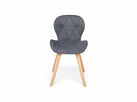 Set van 6stoffen stoelen met houten poten - afbeelding 3 van  7