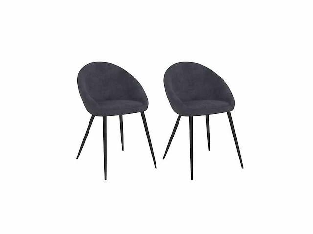 Set van 8 donkergrijze fluwelen stoelen - afbeelding 2 van  7