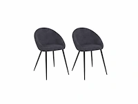 Set van 8 donkergrijze fluwelen stoelen - afbeelding 2 van  7