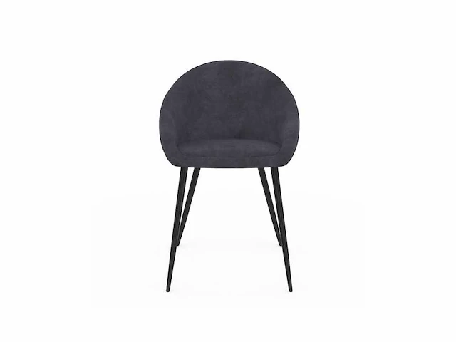 Set van 8 donkergrijze fluwelen stoelen - afbeelding 3 van  7