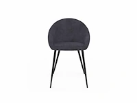 Set van 8 donkergrijze fluwelen stoelen - afbeelding 3 van  7