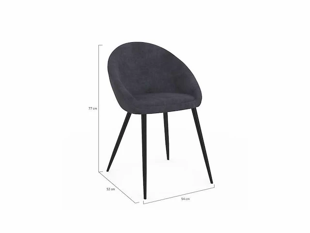 Set van 8 donkergrijze fluwelen stoelen - afbeelding 5 van  7