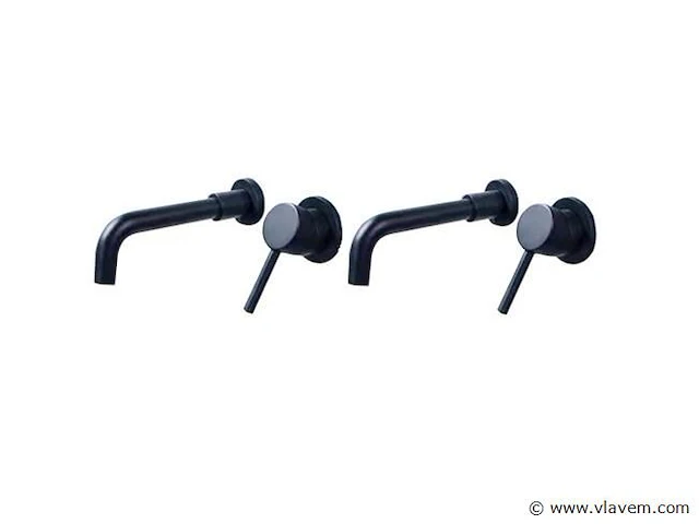 Set van inbouw mengkranen zwart - verchroomd rvs - afbeelding 1 van  2