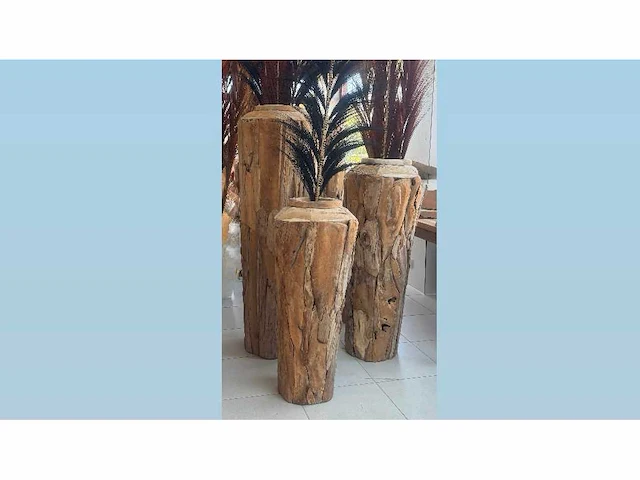 Set vazen teak h150cm, 120cm en 100cm - afbeelding 1 van  1