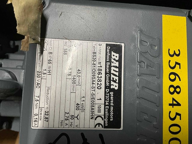 Sew + bauer 0,37 + 2x 0,75 +0,55 kw electro motor met reductie (5x) - afbeelding 2 van  14
