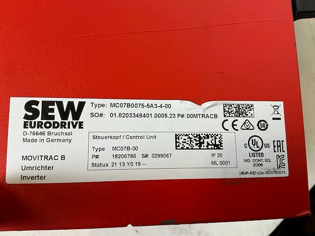 Sew eurodrive mdx60a0074-5a3-4-00/mc07b0075-5a3-4-00 frequentieregelaar - afbeelding 7 van  7