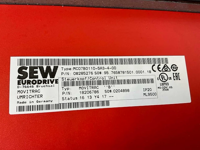 Sew eurodrive mdx60a0110-5a3-4-00/mc07b0110-5a3-4-00 frequentieregelaar - afbeelding 8 van  8