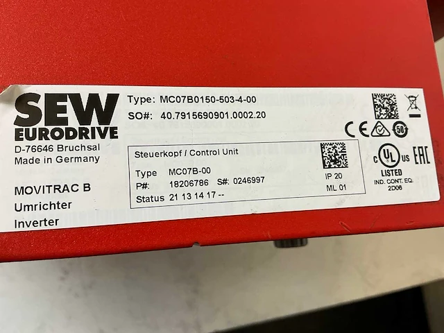 Sew eurodrive mdx60a0150-503-4-00/mc07b0150-503-4-00 frequentieregelaar - afbeelding 7 van  8