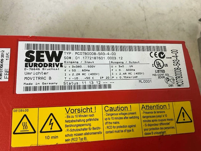 Sew movidrive mc07b0008 frequentieregelaar (3x) - afbeelding 5 van  6