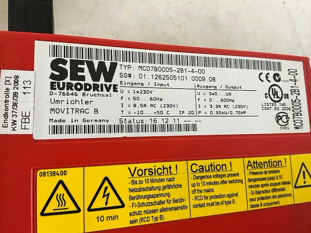 Sew movidrive mc07b0008 frequentieregelaar (3x) - afbeelding 7 van  8