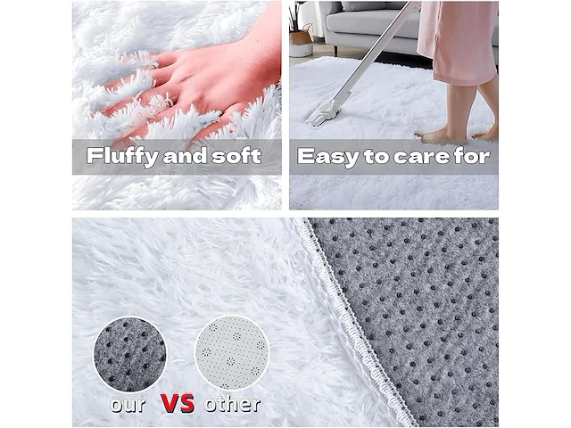 Shaggy tapijt 120*160cm wit - afbeelding 3 van  3