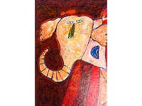 Shahid parvez - man met olifant - kleurenzeefdruk - afbeelding 2 van  6