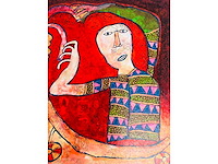 Shahid parvez - man met olifant - kleurenzeefdruk - afbeelding 3 van  6