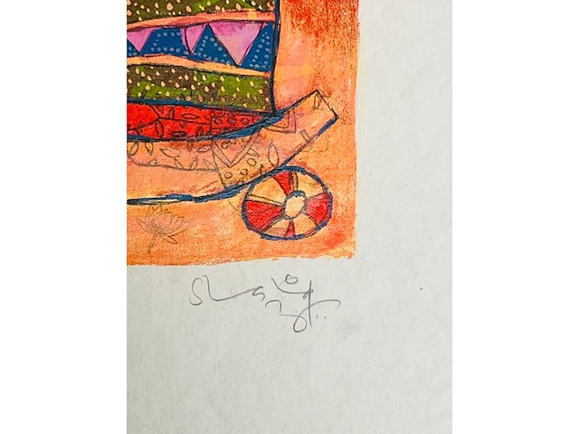 Shahid parvez - man met olifant - kleurenzeefdruk - afbeelding 6 van  6