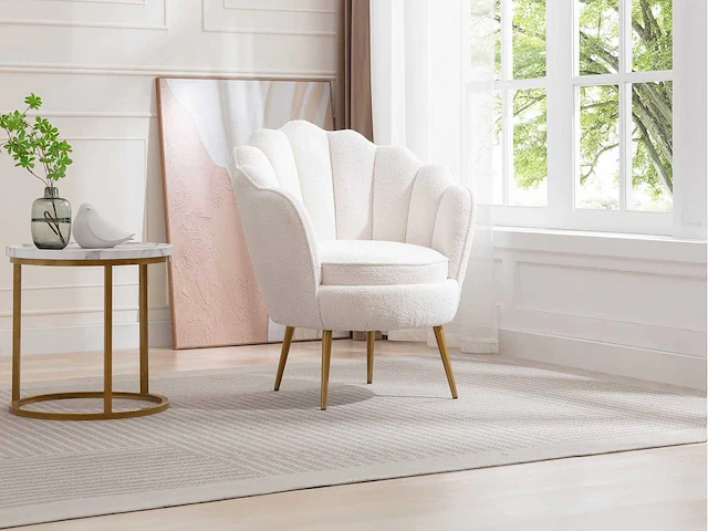 Shell fauteuil in witte badstof - afbeelding 1 van  6