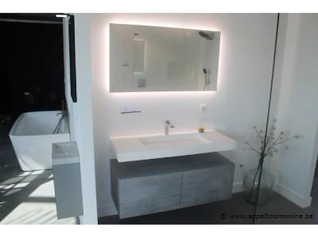 Showroom badkamermeubel met spiegel afm plm 120x48x65cm en 120x65cm - afbeelding 1 van  1
