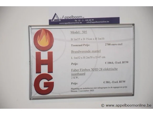 Showroom elektrische openhaard faber firebox xhd 28 plus schoorsteenmantel afm 135x35x110cm, gedemonteerd - afbeelding 4 van  4