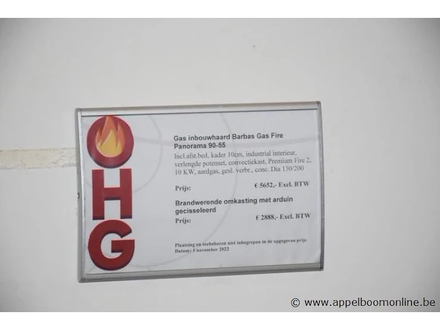 Showroom inbouw gashaard barbas gas fire, panorama 90-55 plus arduin omkasting, gemonteerd - afbeelding 3 van  3