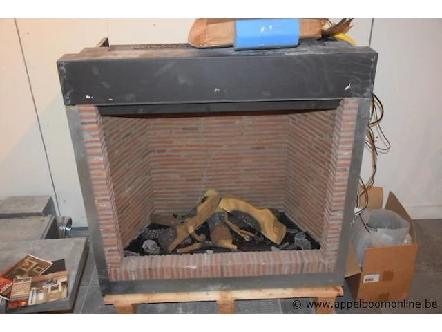 Showroom inbouw gashaard bellfires classic bell medium 3 plus schoorsteenmantel arduin licht gezoet afm 135x35x120cm,gedemonteerd - afbeelding 3 van  4