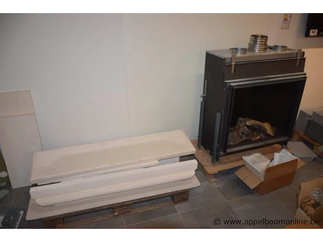 Showroom inbouw gashaard bellfires large derby 3 plus schoorsteenmantel pierre de lense geschuurd afm 138x30x123cm, gedemonteerd - afbeelding 1 van  4